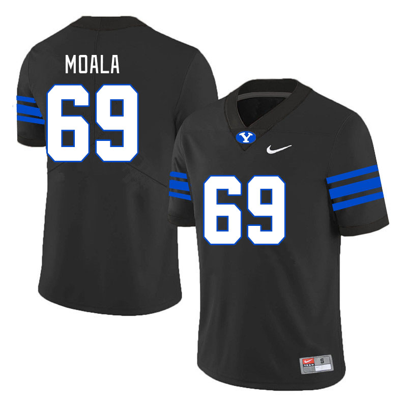 Men #69 Simi Moala BYU Cougars College Football Jerseys Stitched Sale-Black